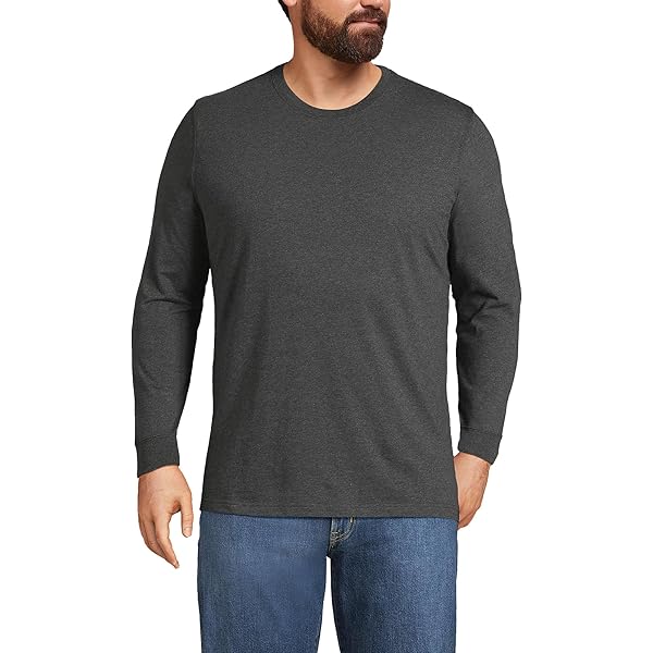 Lands' End Mens Long Sleeve Pocket Super-T Tee Black Regular Small
